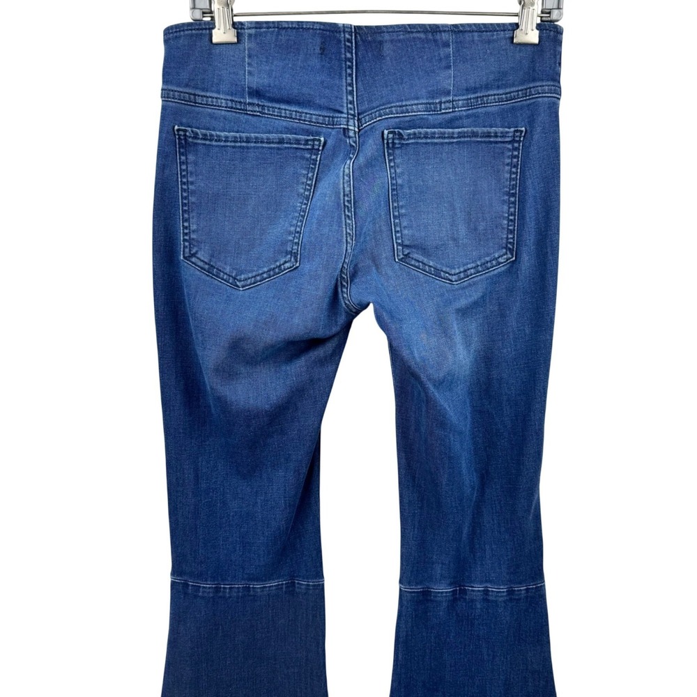Free People Penny Pull On Flare Jeans Womens 28 Blue Dark Wash Boho Bell Bottoms - Picture 4 of 13